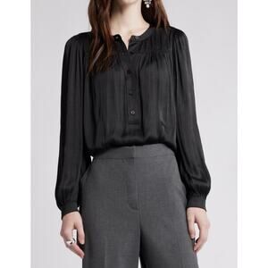 NWT Nordstrom Women’s Black Popover Blouse Top Long Sleeve M Career